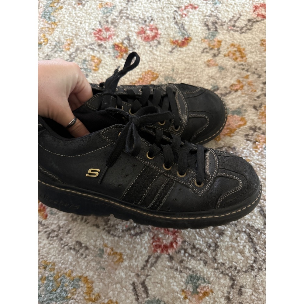 Skechers Vintage 90s Chunky Grunge Platform Sneakers Black Leather 8.5